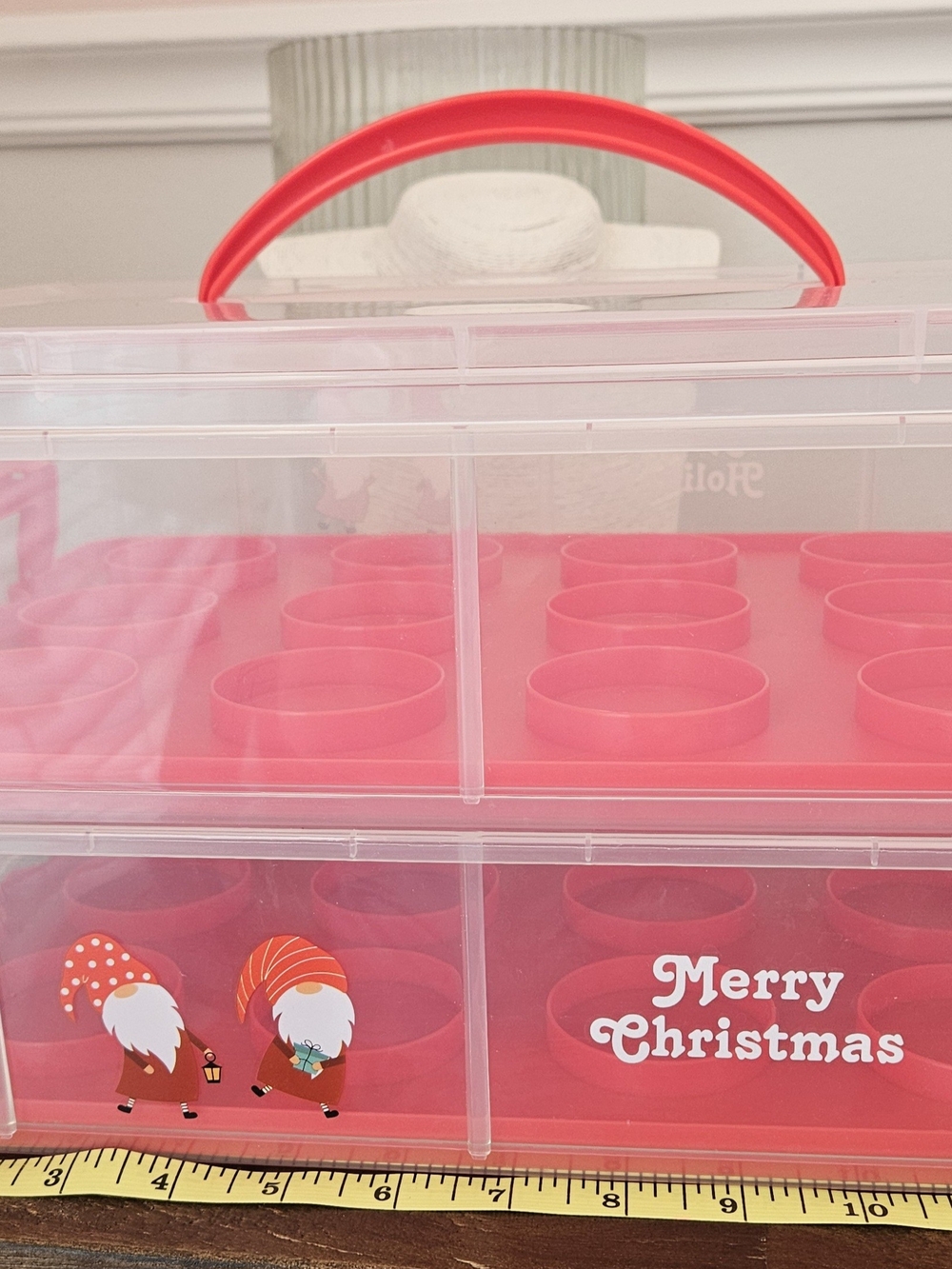 Clear Plastic 2 Tear Cupcake Or Cake  Carrier  - Merry Christmas